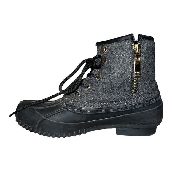 Tommy Hilfiger Roan Lace-Up Duck Boots Side-Zip Rubber Lined Gray Black 8M - Picture 4 of 11